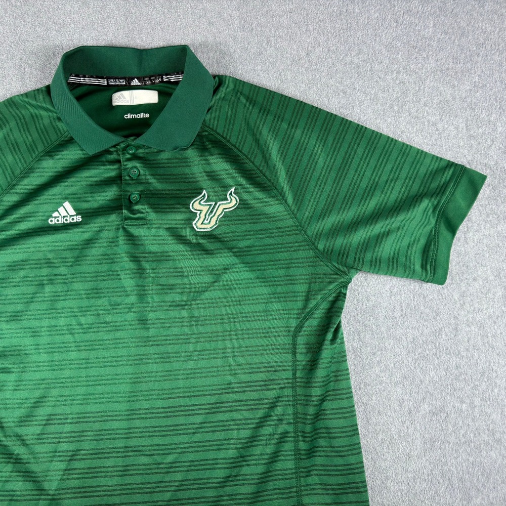 Adidas USF Bulls Polo Shirt Men's XL Green South Florida Golf Performance NCAA